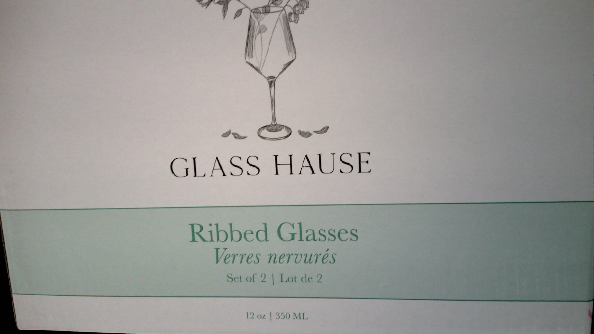 Glass Hause two 12 oz Ribbed glasses light blue