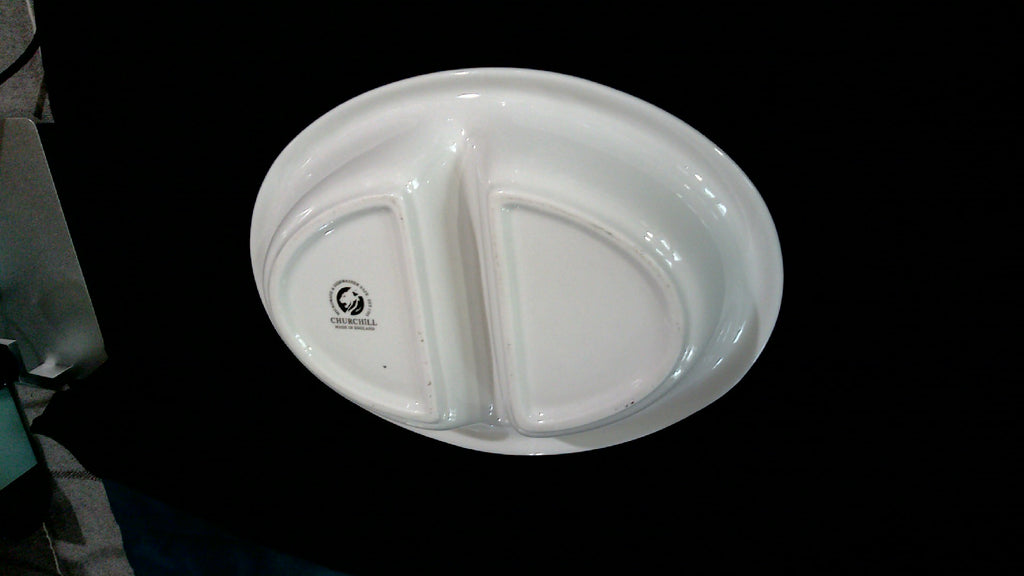 Vintage Churchill England Blue Willow oval divided vegetable serving dish