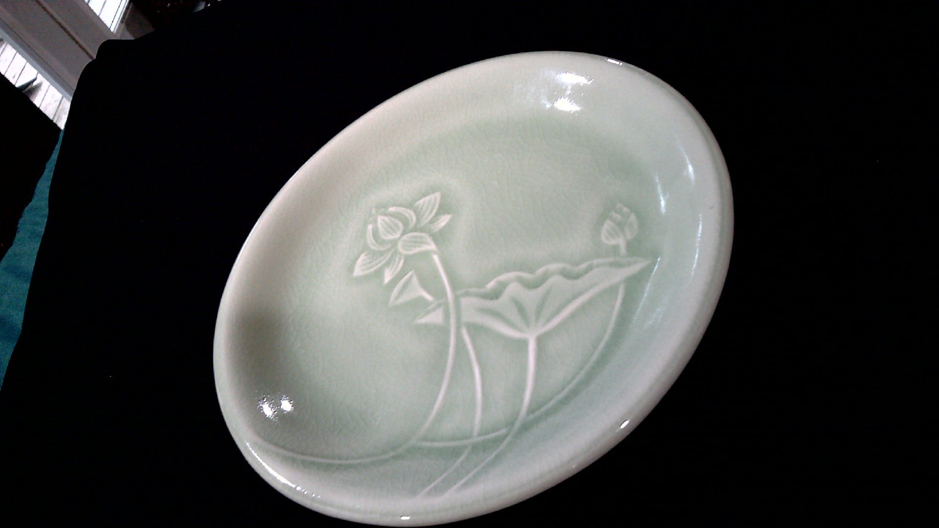 7.5" Siam Celadon Wood Ash Glaze Hand made Plate form Thailand