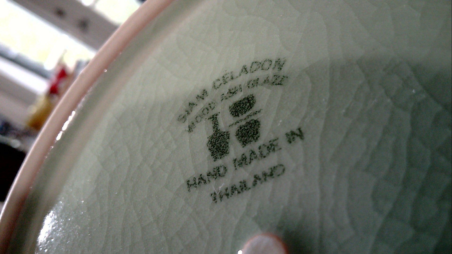 7.5" Siam Celadon Wood Ash Glaze Hand made Plate form Thailand