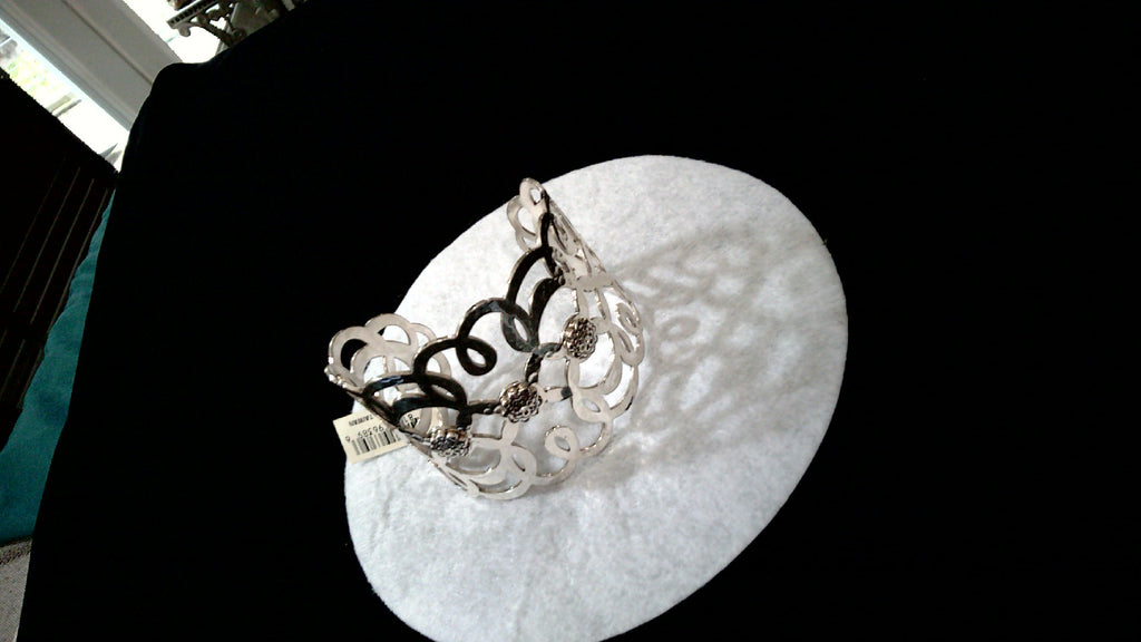 Brighton CLEO BLANC silver tone hammered cuff bracelet