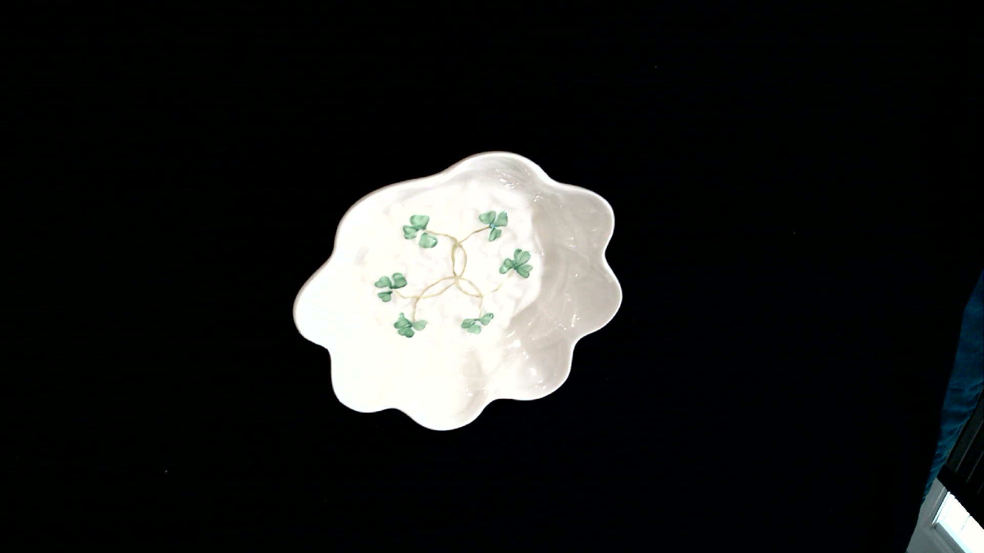 Vintage Belleek Shamrock Sweet dish with scalloped edge