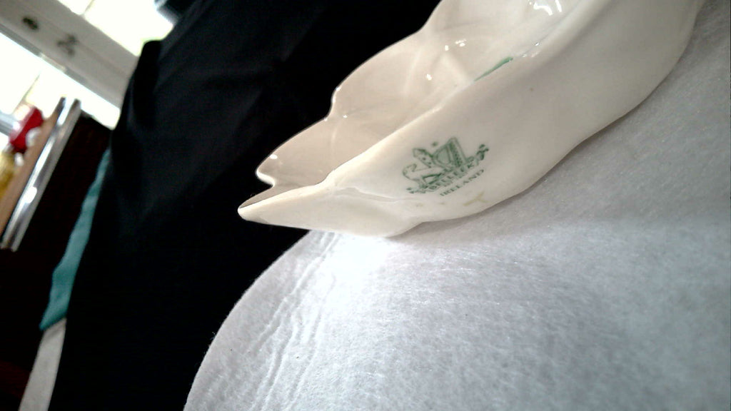 Vintage Belleek Shamrock Sweet dish with scalloped edge