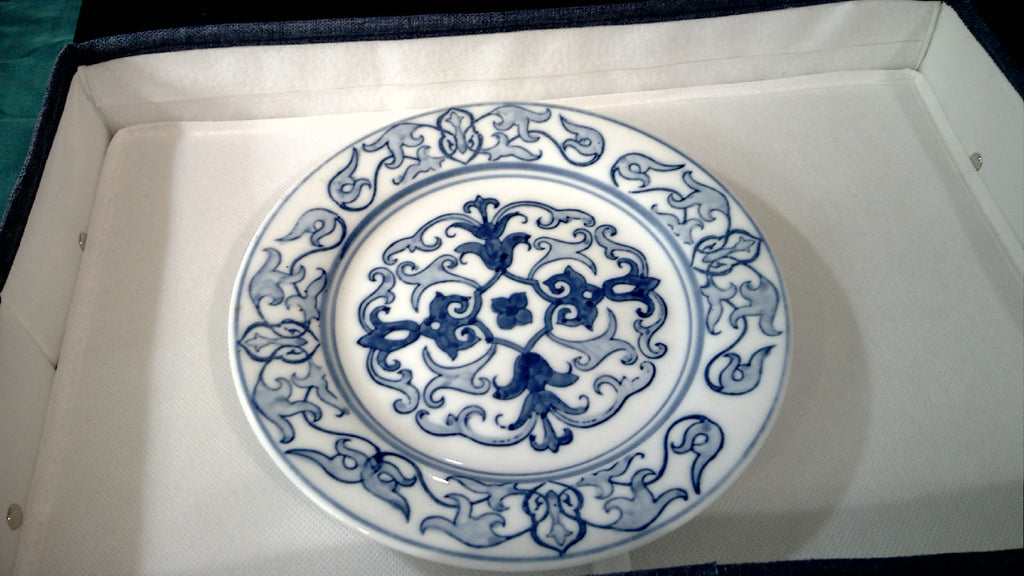 6 8" Vintage Bombay Company Blue and White pattern salad/accent plates