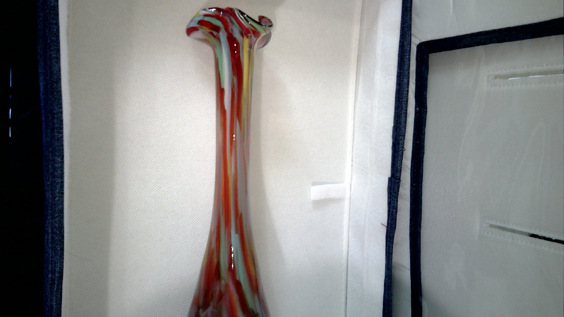 10" Vintage Chase Japan art glass "end of the day spatter" Vase.