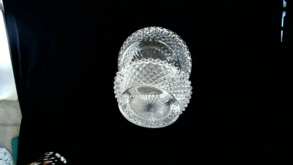 Vintage English Hobnail Pattern  Clear Berry/Desert Bowls 4 1/4 " set of two
