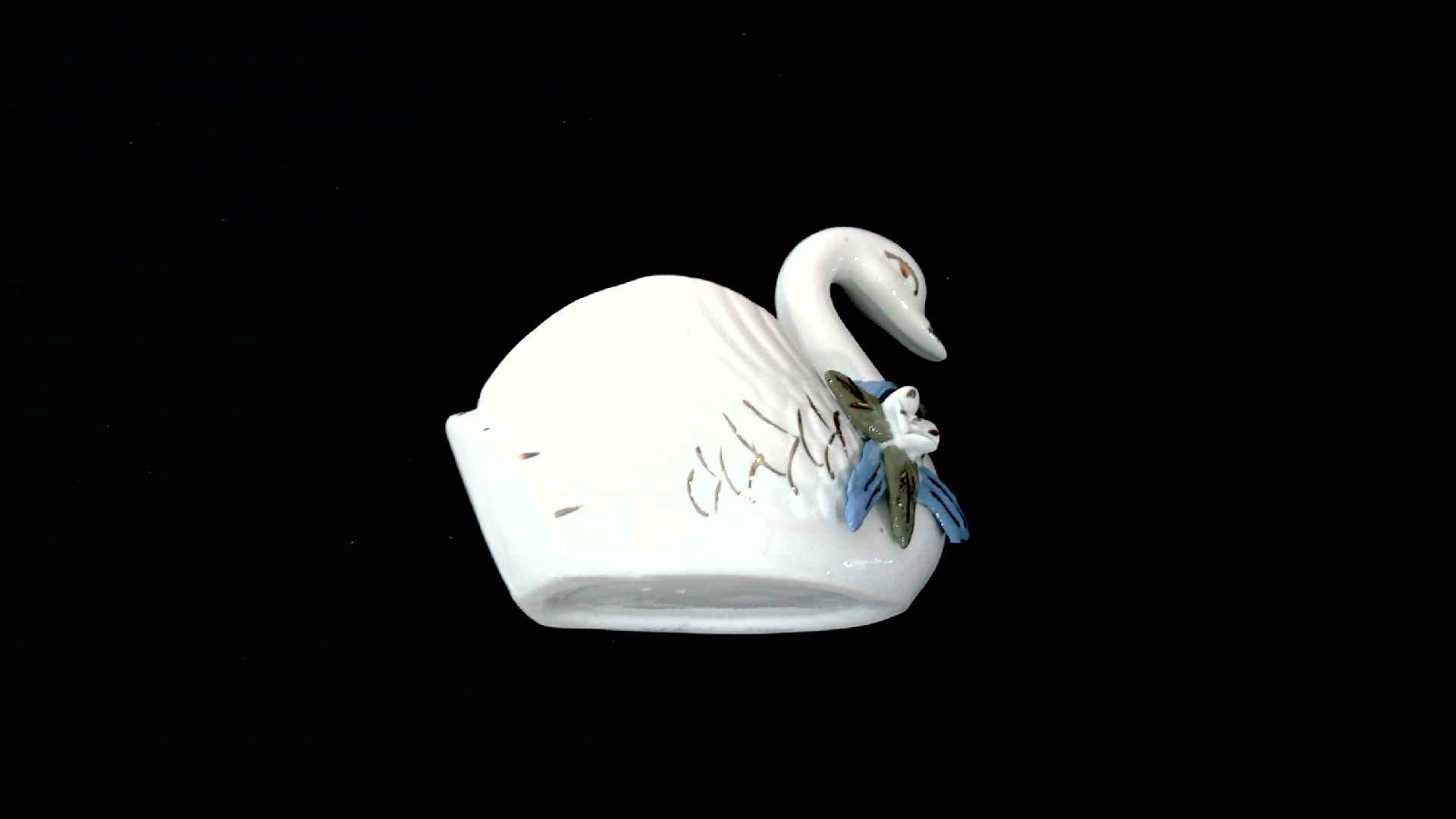 Vintage Small White Porcelain Swan trinket dish