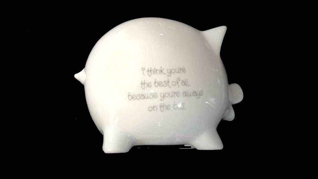 Vintage Piggy Bank 1985 Precious Moments "I think you are the best of all because your always on the ball"