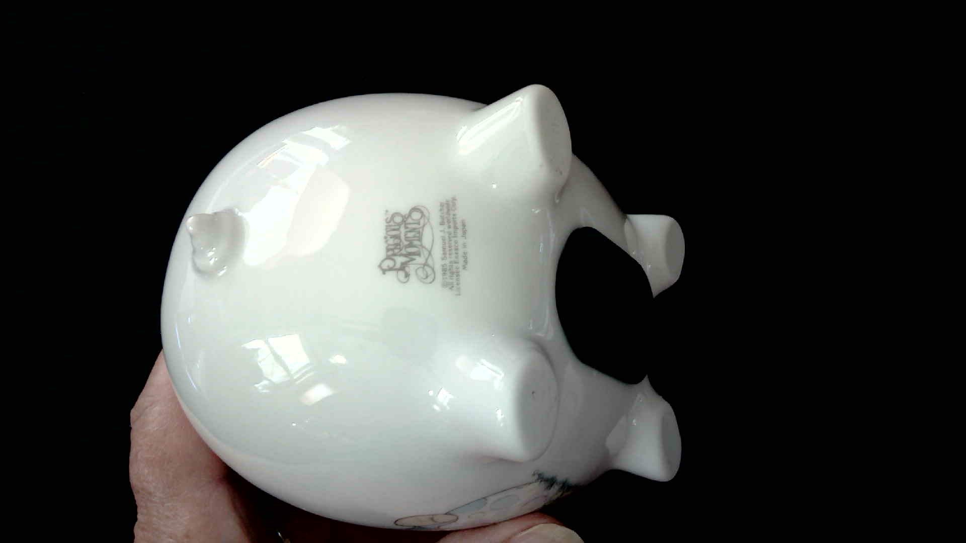 Vintage Piggy Bank 1985 Precious Moments "I think you are the best of all because your always on the ball"