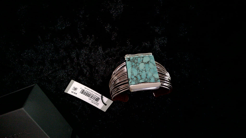 Robert Lee Morris Soho Turquoise and Suede Multi-Row Cuff Bracelet-Silver Tone