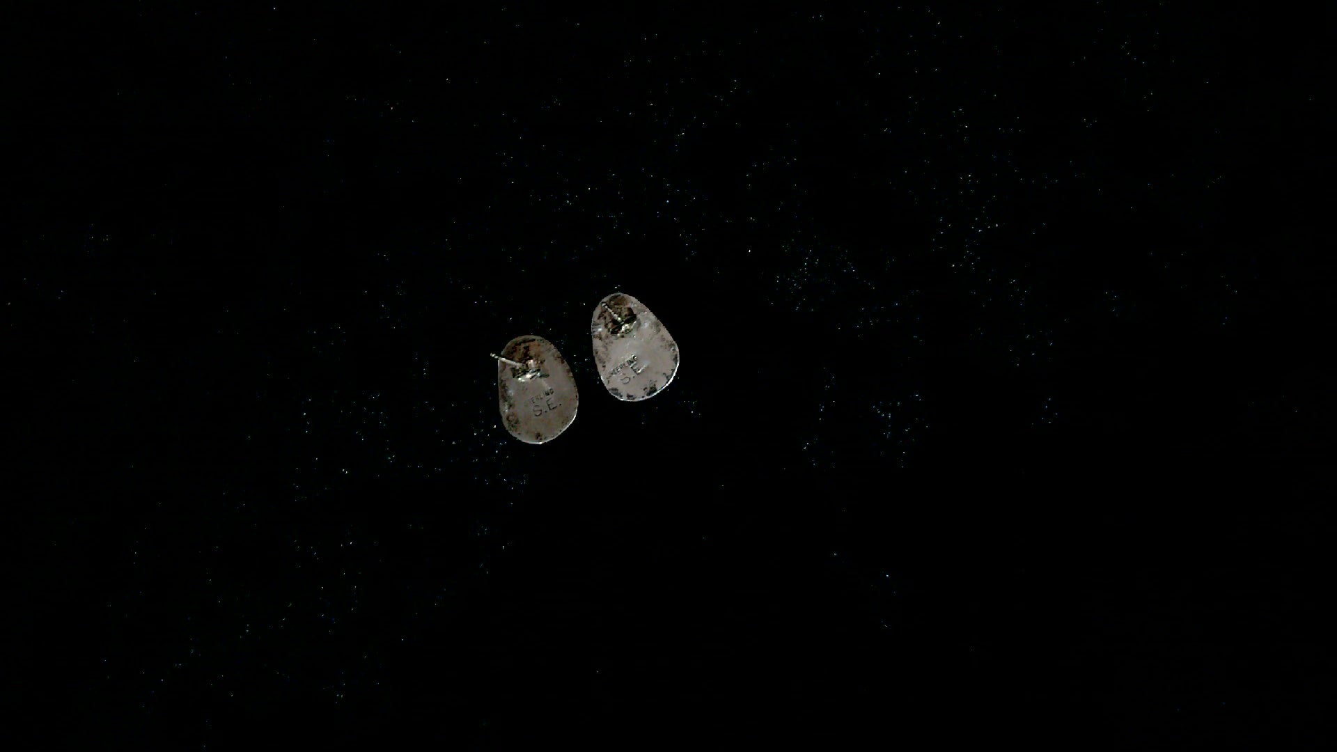 Native American Sensa Eustace Signed SE Sterling 925 Bear Paw Hematite stud Earrings