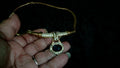 Vintage Givenchy 1980's Gold Tone Omega Chain Necklace Blue Crystal Rhinestone