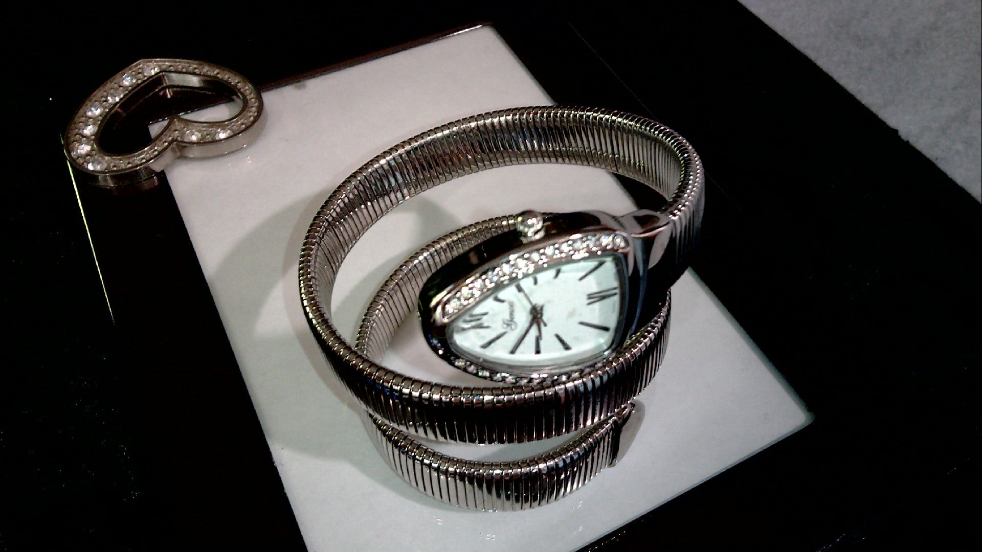 The Genoa Silver-Tone Snake Coil Wrap-Around Watch