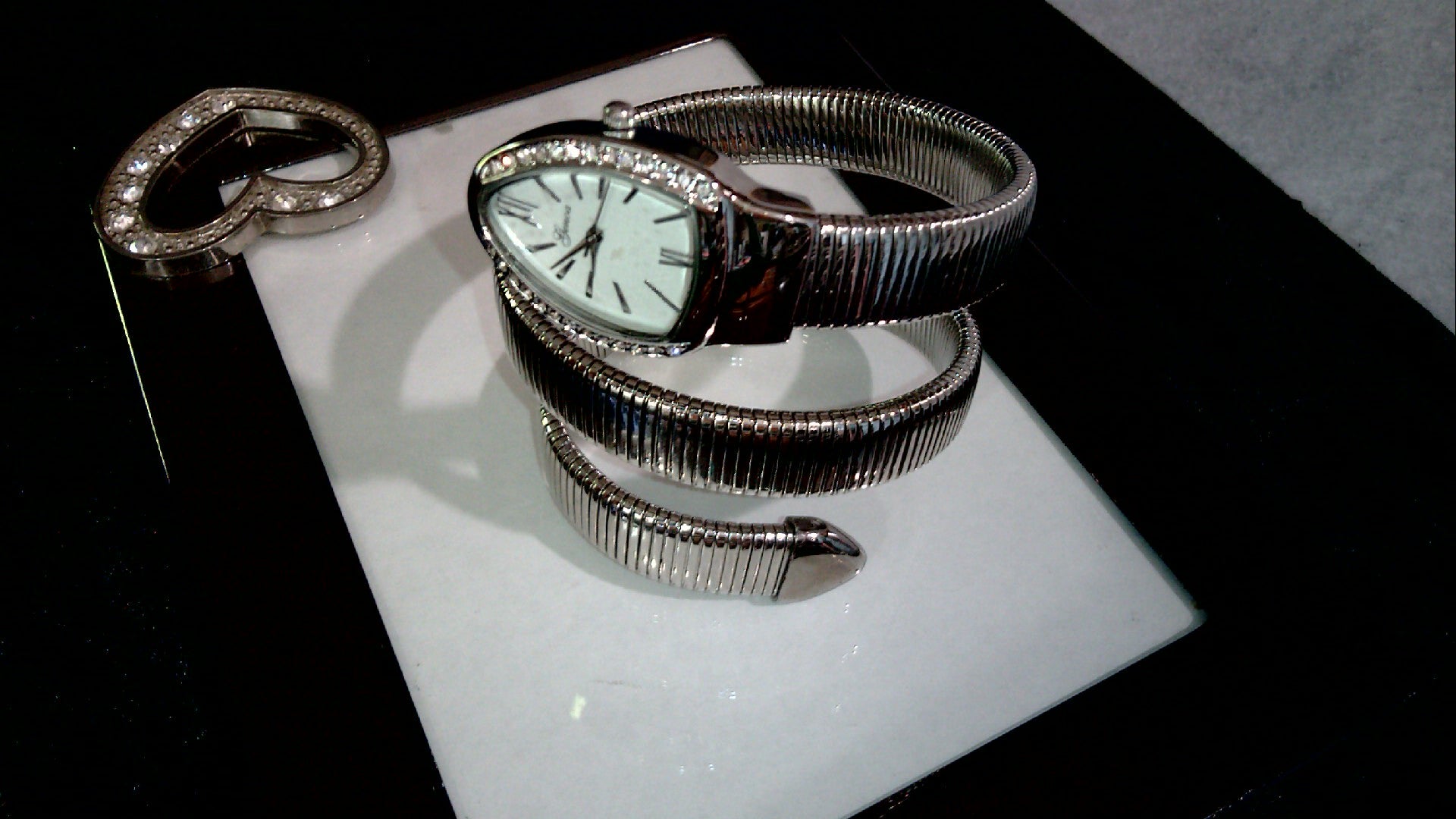 The Genoa Silver-Tone Snake Coil Wrap-Around Watch