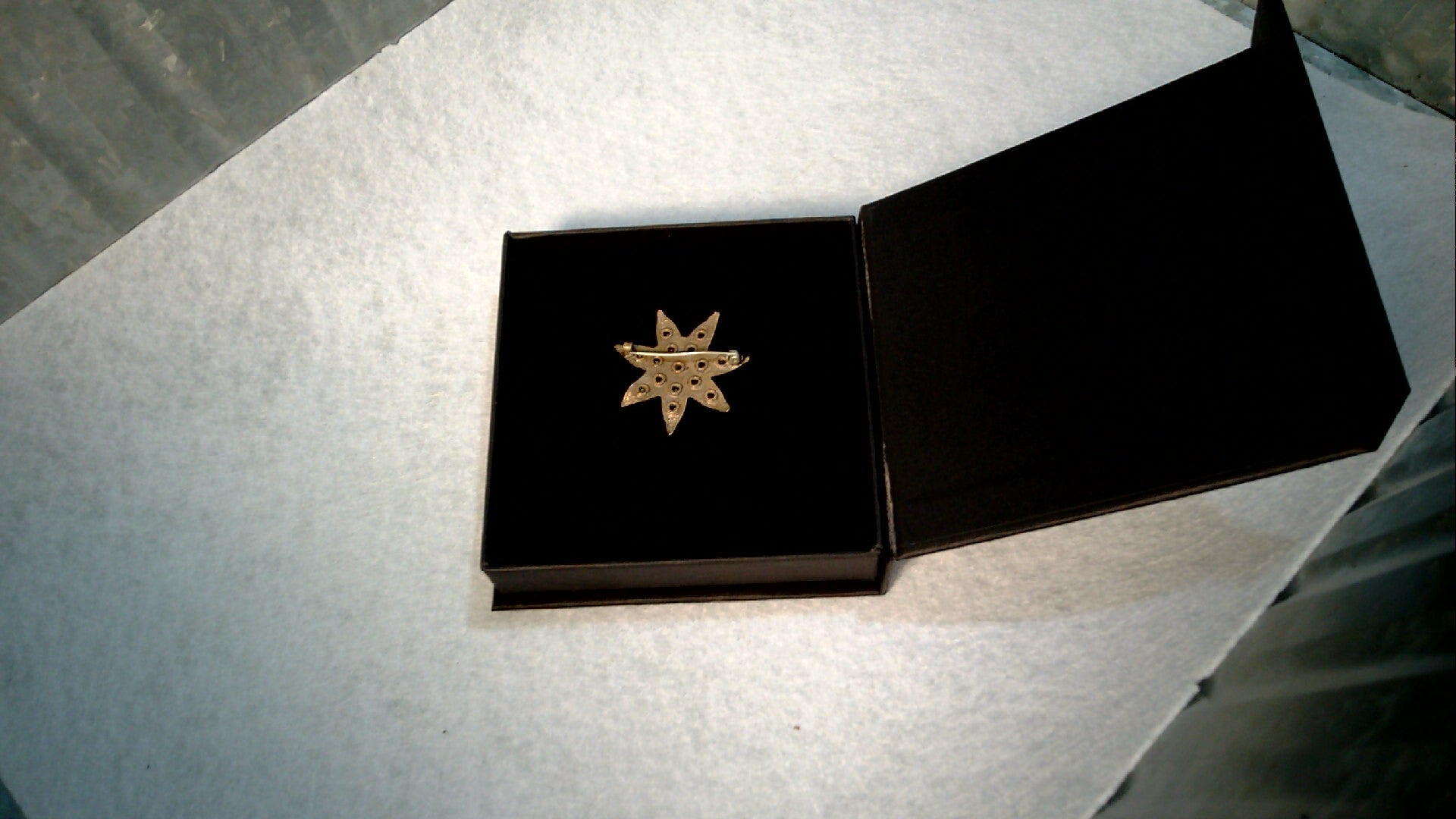 Antique Victorian Brass 7 Star Brooch with Clear Paste Stones