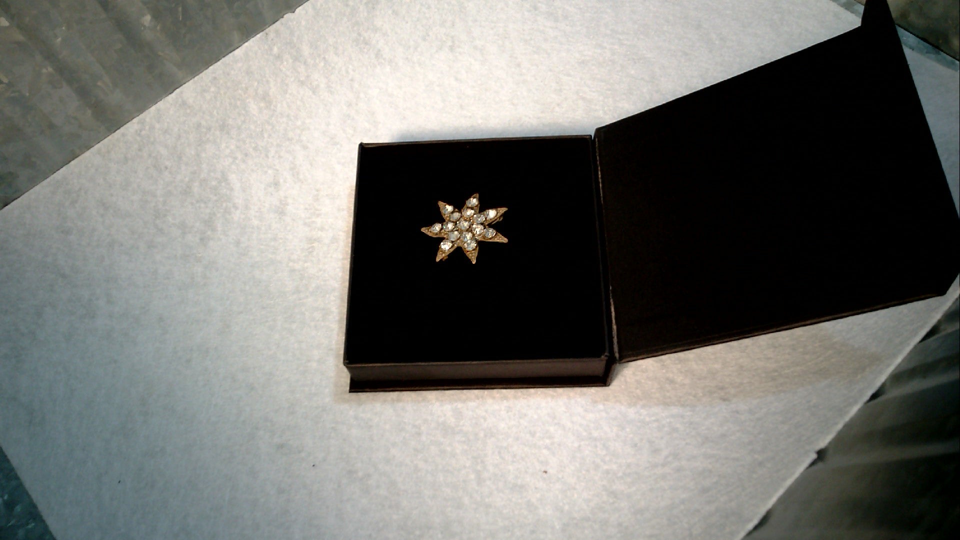 Antique Victorian Brass 7 Star Brooch with Clear Paste Stones