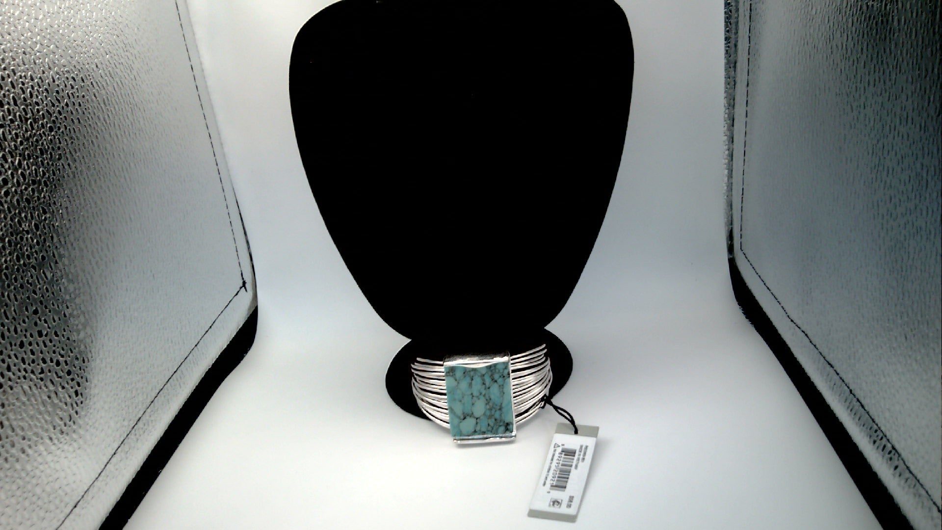 Robert Lee Morris Soho Turquoise and Suede Multi-Row Cuff Bracelet-Silver Tone