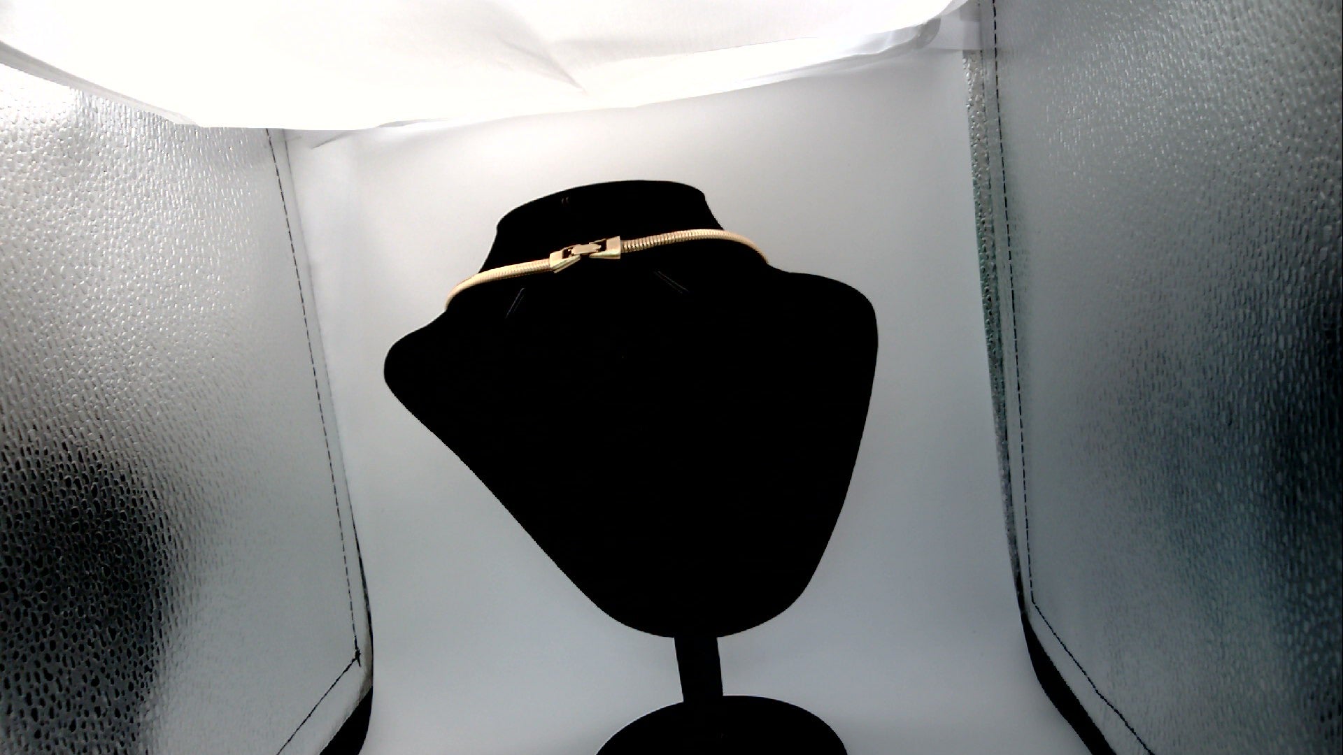 Vintage Givenchy 1980's Gold Tone Omega Chain Necklace Blue Crystal Rhinestone