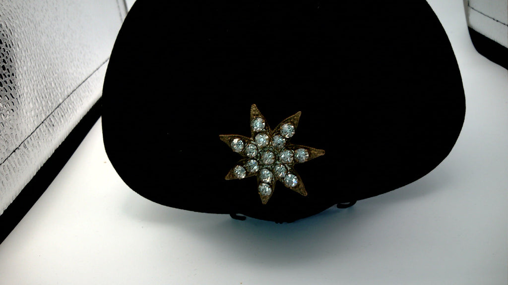 Antique Victorian Brass 7 Star Brooch with Clear Paste Stones