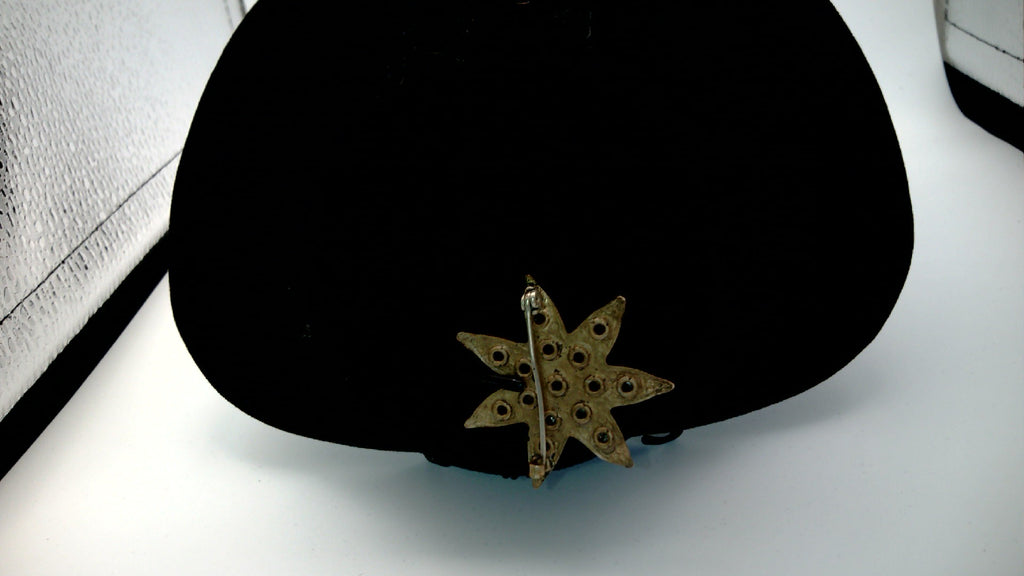 Antique Victorian Brass 7 Star Brooch with Clear Paste Stones