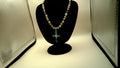 Vintage signed [JR] Mexico 925 Sterling Silver Cross Beaded Necklace