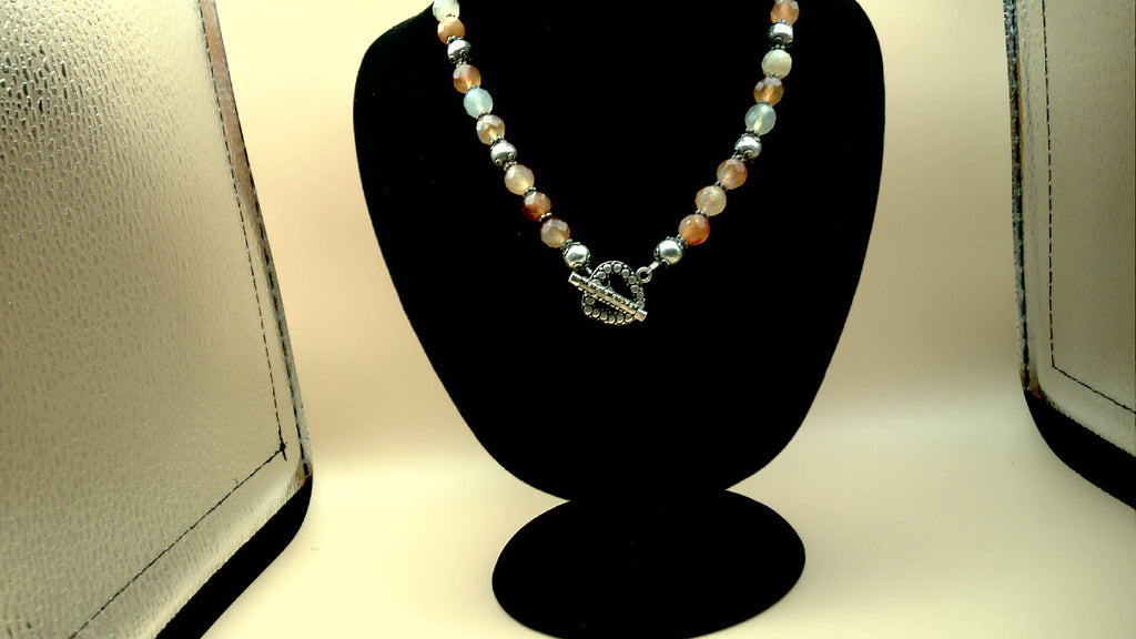 Vintage signed [JR] Mexico 925 Sterling Silver Cross Beaded Necklace