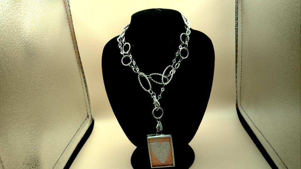 Jewel Kade Rope Chain Necklace with Charm Pendant Heart Silver Tone