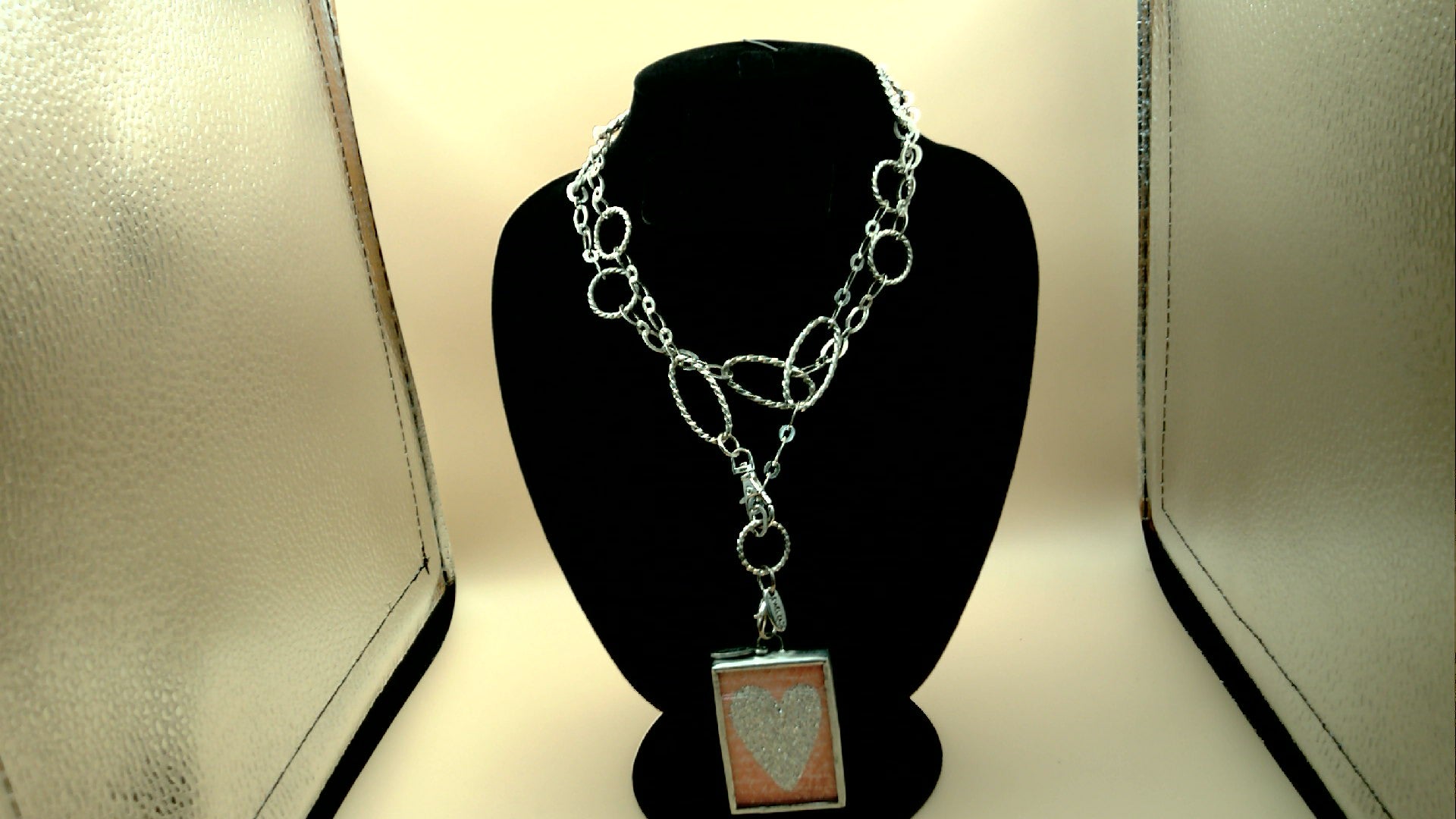 Jewel Kade Rope Chain Necklace with Charm Pendant Heart Silver Tone