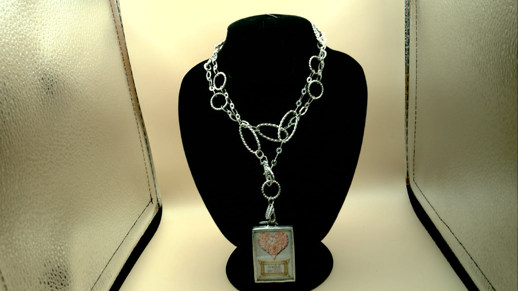 Jewel Kade Rope Chain Necklace with Charm Pendant Heart Silver Tone