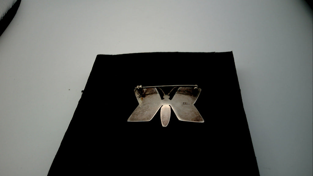 Vintage Cognac Baltic Amber Butterfly Brooch and Cabochon Earrings 925 Sterling silver