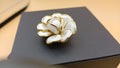 Vintage Designer Alfred Crown Trifari Flower White Milk Glass and Gold-toned Metal 1950s
