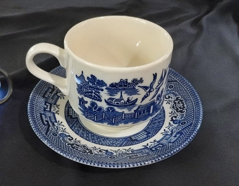 Vintage Churchill Blue Willow Coffee cup and saucer
